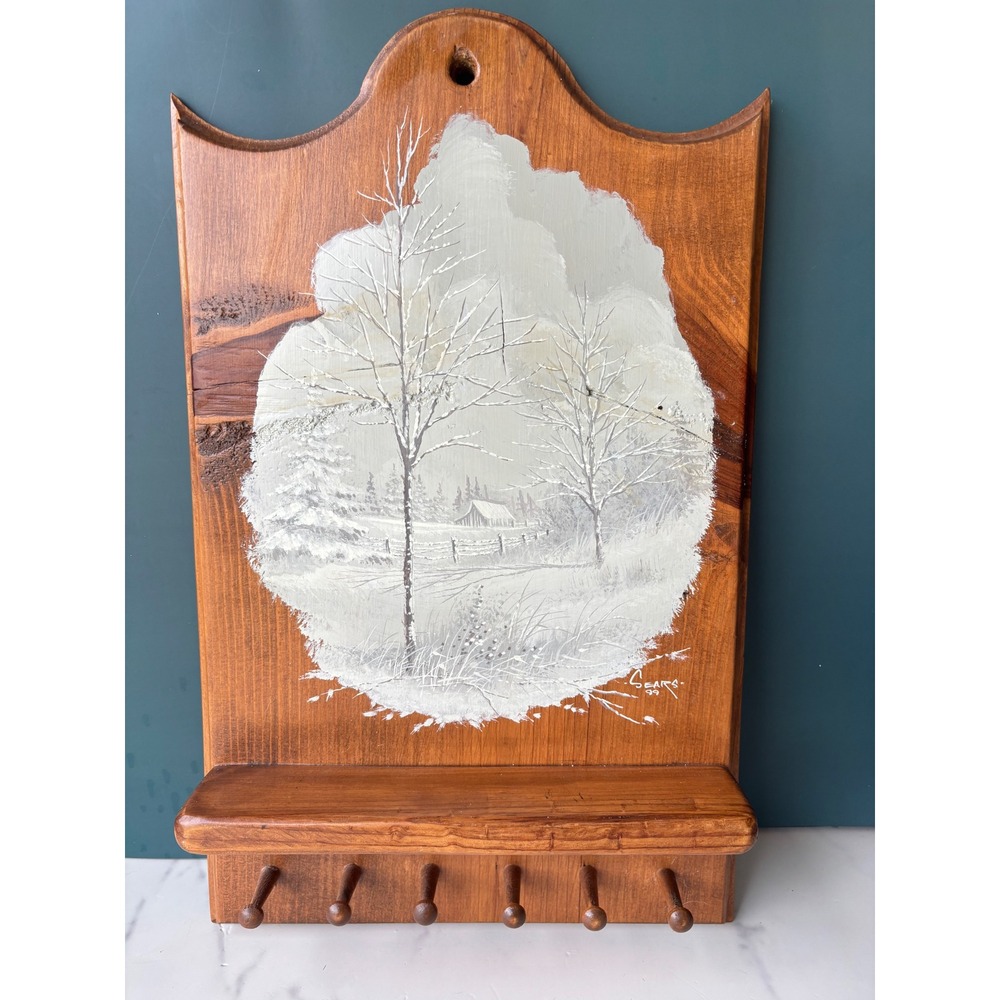 Vintage 1999 Sears Country Originals Hand Painted Wood Wall Shelf Key Rack